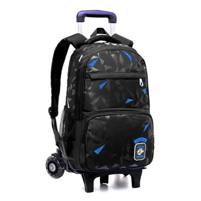 (black,blue, Wheel) Waterproof Removable Children School Bags With 2/6 Wheels Stairs Kids Trolle