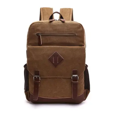 (coffee) Mens Large Vintage Canvas Backpack For Men Canvas Bookpack Fits Most 15.6 Inches Laptop