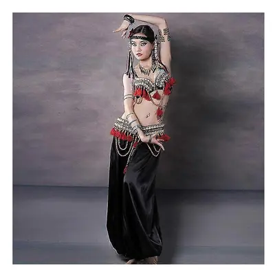 (S) Women Bra With Pants Belly Dance Suit Tassels Decor Dancing Performance Set