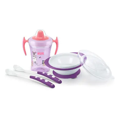 NUK Learn to Eat Set | Trainer Cup Sippy Cup (230 ml) | Feeding Bowl and Feeding Spoons | 6+ Mon