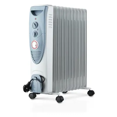 (Grey) Radiator portable electric heater with power settings, adjustable temperature and thermos