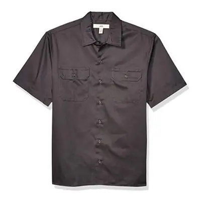 Amazon Essentials Mens Short-Sleeve Stain and Wrinkle-Resistant Work Shirt grey Large