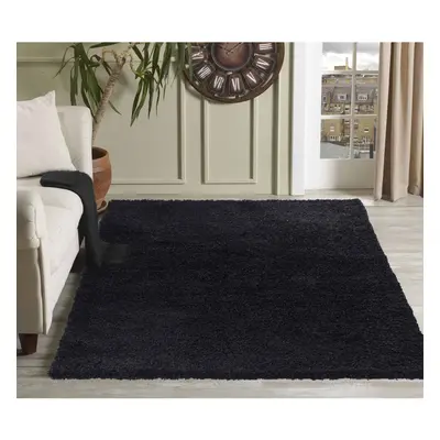 (200cm x 290cm (6ft 8" x 9ft 7")) Soft Thick Luxury Modern Shaggy Rug Black