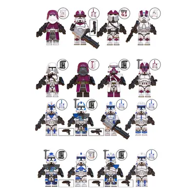 (Style C 16pcs) 16pcs Clone Engineer Airborne Cavalry Squad Echo Jesse Rex Mini Figures Fit Lego