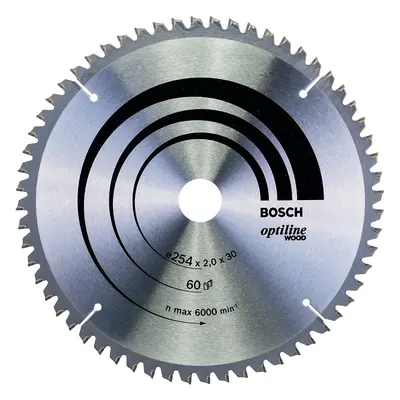 Bosch Optilineline Mitre Circular Saw Blade for Wood, 254mm x 2.0mm x 30mm, Teeth, Silver