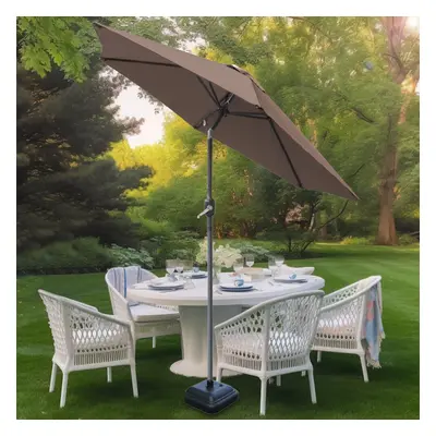 (2.5M, Brown/Taupe) Greenbay 2.5M 2.7M 3M Round Aluminium Garden Parasol Sun Shade Patio Outdoor