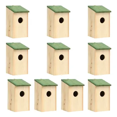 vidaXL 10x Solid Firwood Bird Houses Garden Wooden Nesting Box Habitat House