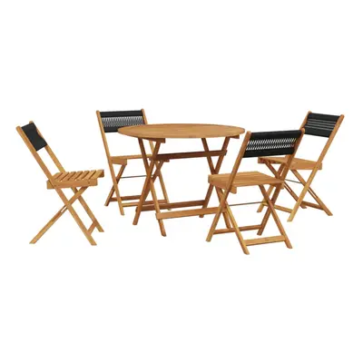 vidaXL Garden Dining Set Piece Chairs Black Polypropylene and Solid Wood