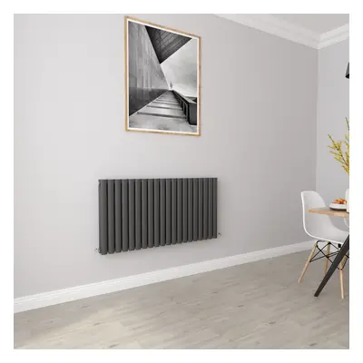 (Double 600x1180mm, Anthracite) Designer Oval Column Radiator Central Heating