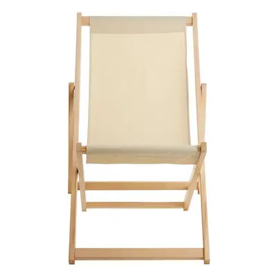 Interiors by Premier Sling Design Cream Deck Chair, Stylish Design Lawn Chair, Ethically Sourced