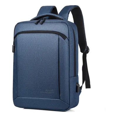 (Blue) Business Backpack Laptop Bag Male Shoulders Storage Bag with USB Waterproof Schoolbag for