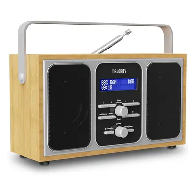 DAB portable radio | mains powered or hour battery playback time, dual alarms and preset station