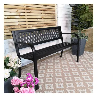 Keswick Seater Outdoor Modern Lattice Design Metal Garden Patio Bench