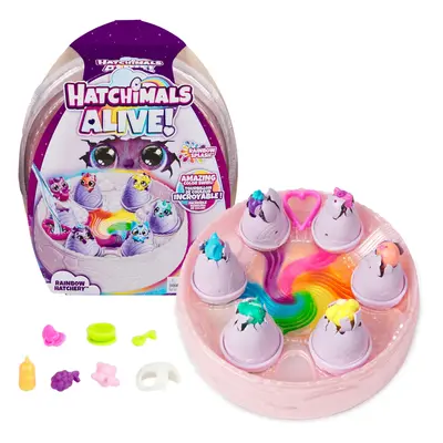 Hatchimals Alive Rainbow Hatchery Toy with Mini Figures in Color Reveal Eggs & 10+ Accessories K