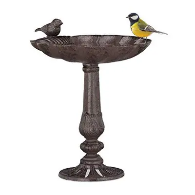 Relaxdays Cast Iron Bird Bath with Stand, Garden Decor, Bird Feeder, Water Bowl, Wild Bird Feede