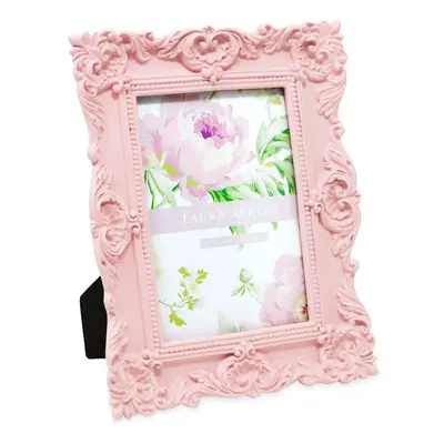 Laura Ashley 4x6 Pink Ornate Textured Hand-Crafted Resin Picture Frame