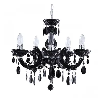 Litecraft Marie Therese Chandelier Light Crystal Effect Arm - Black