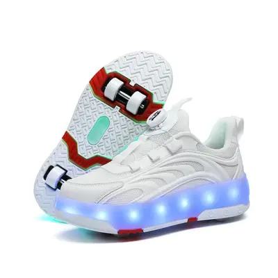 (white, 40) Tuinanle Glowing Sneakers Two Wheels Luminous Light Roller Skate Shoes Led Shoes Gir