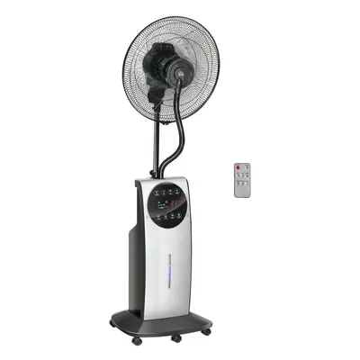 HOMCOM Pedestal Fan with Water Mist Spray Fan w/ 3.1L Water Tank Black