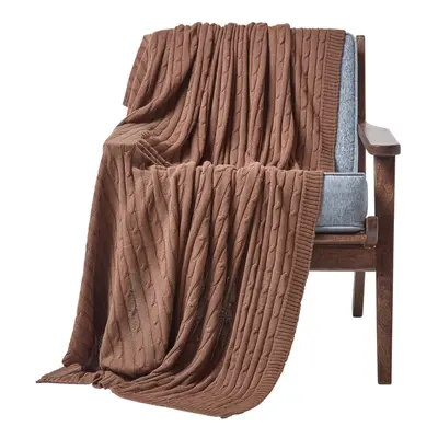 (Chocolate, x cm) Cotton Cable Knit Throw