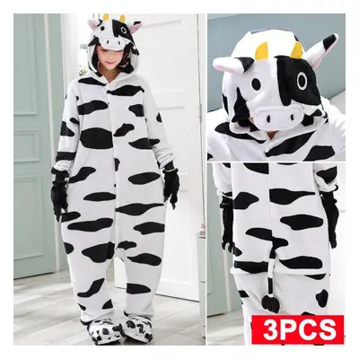 (white,black, XL) Unisex Adult Kigurumi Cow Animal Character Costume Onesie Pyjamas Onepiece Cos