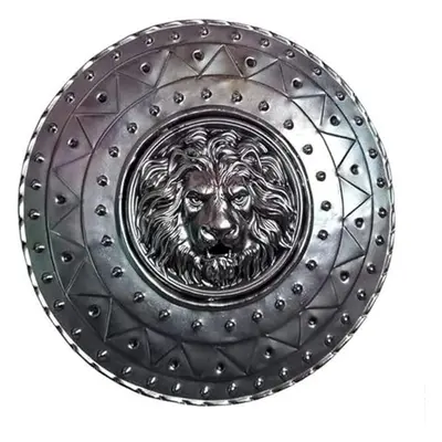 30.48 Cm Lion Face Steel Shield Hand Forged Medieval Small Fully Functional Silver Polish Rustic