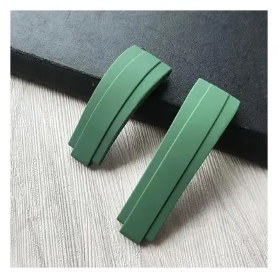 (green 20mm with clasp4&no logo) 20mm Nature Rubber Silicone Watch Band Buckle Watchband For Rol