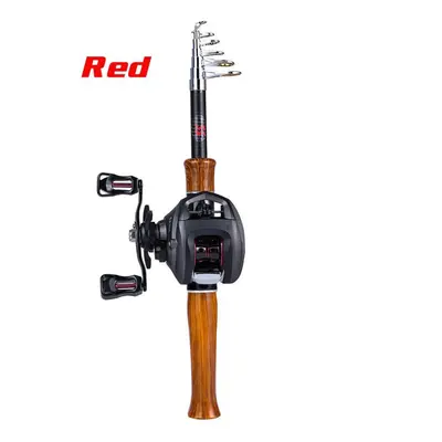 (red, Left Hand) Sougayilang Fishing Rod Reel Combos With 1.6m Telescopic Fishing Pole And 13bb 