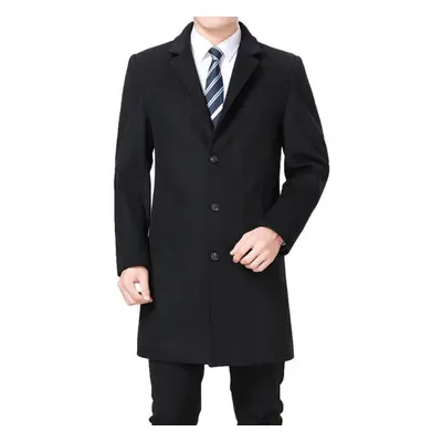 (black, 2XL) Men Wool Coat High Quality Winter Slim Fit Woolen Long Jacket Autumn Man Cashmere C