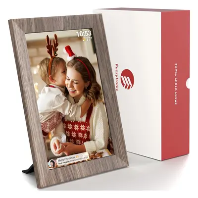 (Wood - 10.1", 10.1 Inches) Digital Photo Frame WiFi - Wireless Photo Frame with 32GB Storage an