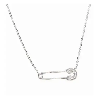 real sterling silver safety pin pendant necklace for women paved shinycute cz delicate jewelry f