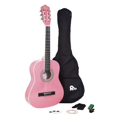 (Pink) Rio 3/4 Junior Acoustic Classical Guitar Pack