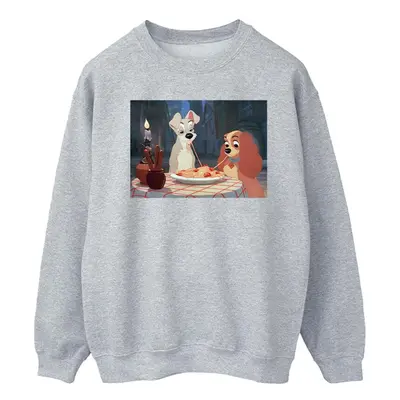 (L, Sports Grey) Disney Mens Lady And The Tramp Spaghetti Photo Sweatshirt