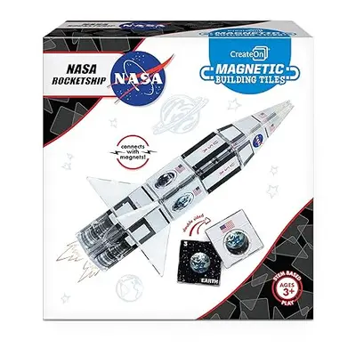 CreateOn NASA Rocketship Magnetic Tile Set Building Set for Kids Magnetic Building Toys for Kids