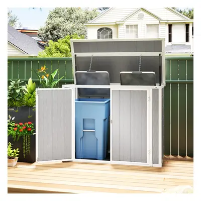 Outsunny 4.7 x 2.5FT Lockable Garden Shed, 2-Bin Storage Shed, Light Grey