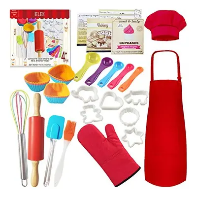 Real Kids Cooking Set Junior Baking Kitchen Kit with Kids Apron,Chef Hat,Cooking Supplies,Kitche