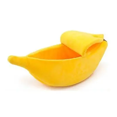 (Yellow) Bed Banana Shape Fluffy Warm Soft Plush Breathable Bed Banana Cat Bed pet beds for Smal