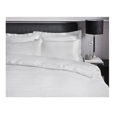 Catherine Lansfield Platinum Satin Stripe Thread Count Duvet Cover Set, White, King