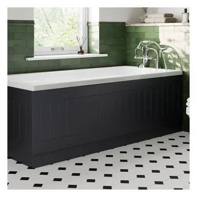 (Black, 1700mm Side Panel) Tongue & Groove MDF Bathroom Bath Panels & Plinth