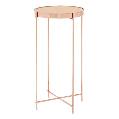 Premier Housewares Allure Pink Mirror Tall Side Table