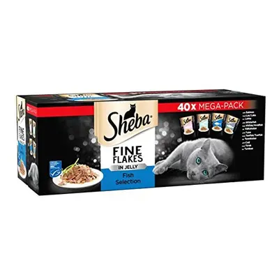 Sheba Fine Flakes in Jelly ? Fish Collection ? Wet cat food pouches for adult cats ? (40 x g)