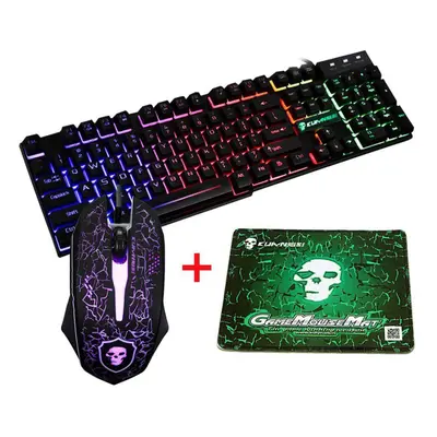 Colorful Backlight USB Wired Gaming Keyboard 2400DPI LED Gaming Mouse Combo with Mouse Pad