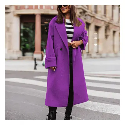 (purple, S) Long Collar Overcoats Topcoats Fashion Temperament Loose Comfortable Versatile