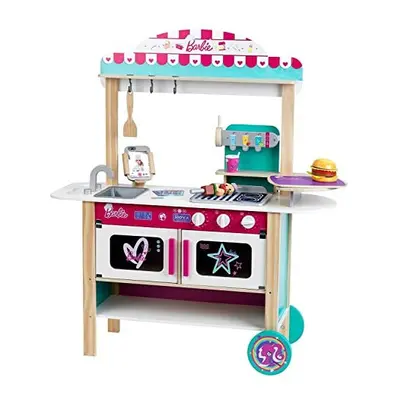 Theo Klein Barbie, Wooden Kitchen Restaurant Bistro, wood (MDF) I With barbecue, oven and refrig