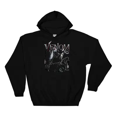 (4X-Large, Black) Venom Poster Black Men Women Unisex Hooded Sweatshirt Hoodie