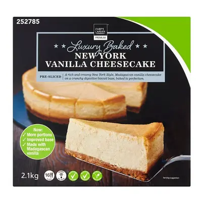 Chef's Larder Premium Luxury Baked New York Vanilla Cheesecake 2.1kg (16ptn)