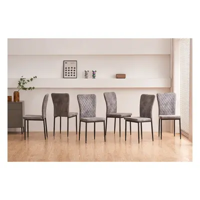 (Grey(Suede), pcs) 4/6 Dining Chairs High Back Velvet/PU Office