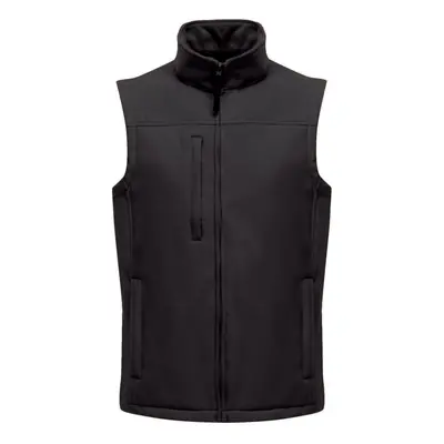 (M, All Black) Regatta Mens Flux Softshell Bodywarmer / Sleeveless Jacket (Water Repellent & Win