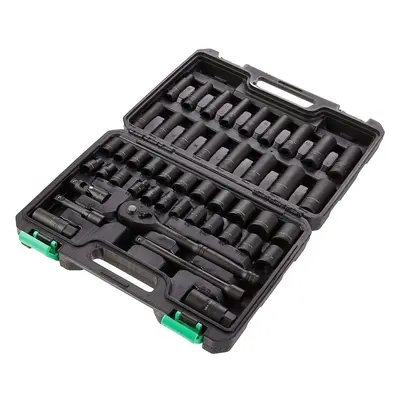 Drive Shallow & Deep Socket Set, 72-Teeth Reversible Ratchet, SAE/Metric Size, With Carrying Cas