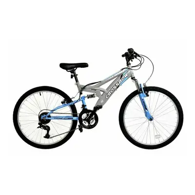 DRB Crossbow Mountain Bike Junior Full Suspension 24" Wheel Grey Blue